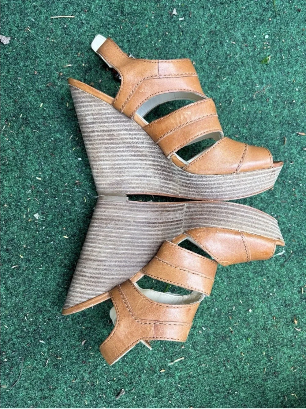Coach Jazlyn Leather Wedge Platform Buckle Sandals size 6.5